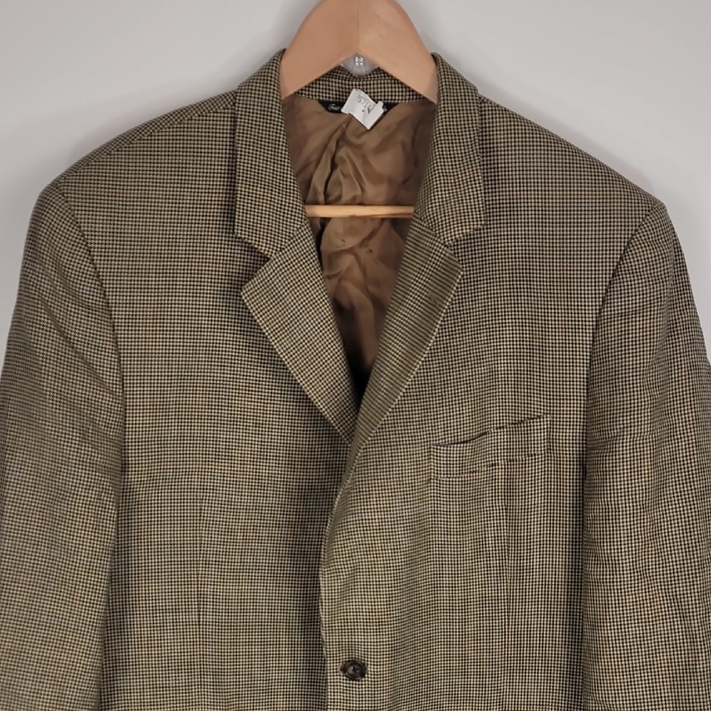 Jack Victor Lord & Taylor Vintage 90's Classic Brown Checkered Blazer Jacket